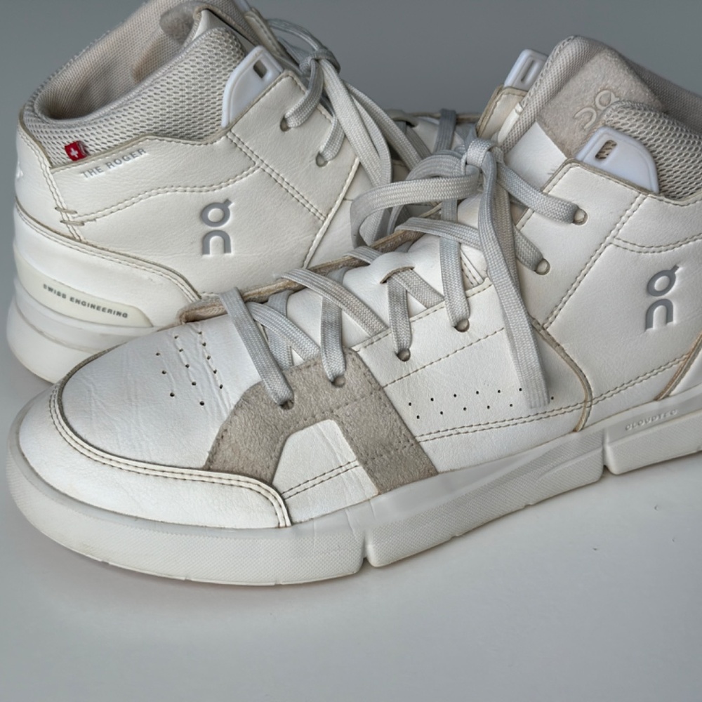 On The Roger Clubhouse Hi Men's 10 Women's 11.5 White Grey Gum CloudTec